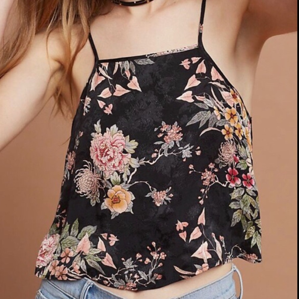 COPY - Anthropologie Satin Floral Tank